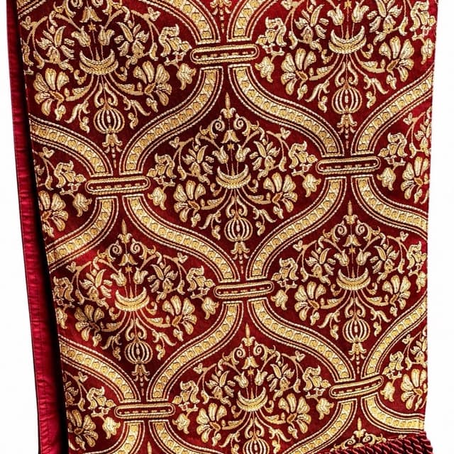 RED & GOLD Jacquard TABLE RUNNER, 72x13 in with 4 in fringe on each end, maroon